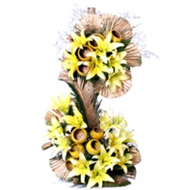 2-Tier Arrangement Of Yellow Lilies